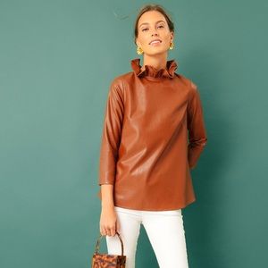 Tuckernuck Cognac Leather Faye Blouse